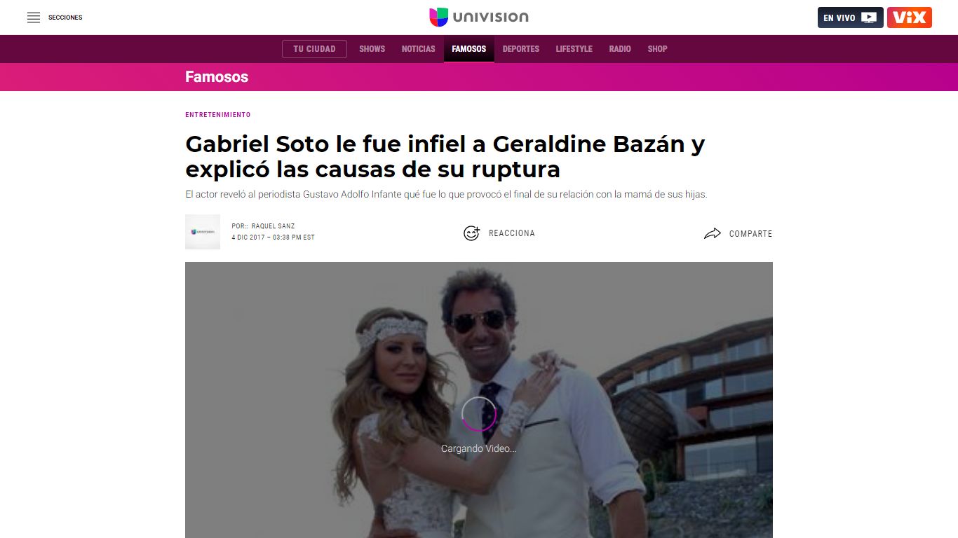 Gabriel Soto le fue infiel a Geraldine Bazán varias veces - Univision